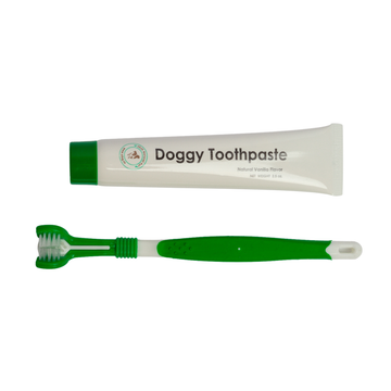 Triple Headed Pet Tooth Brush with Toothpaste